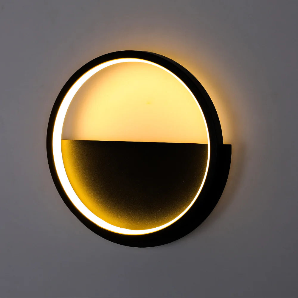 LED Flush Wall Light Round Black 3000K