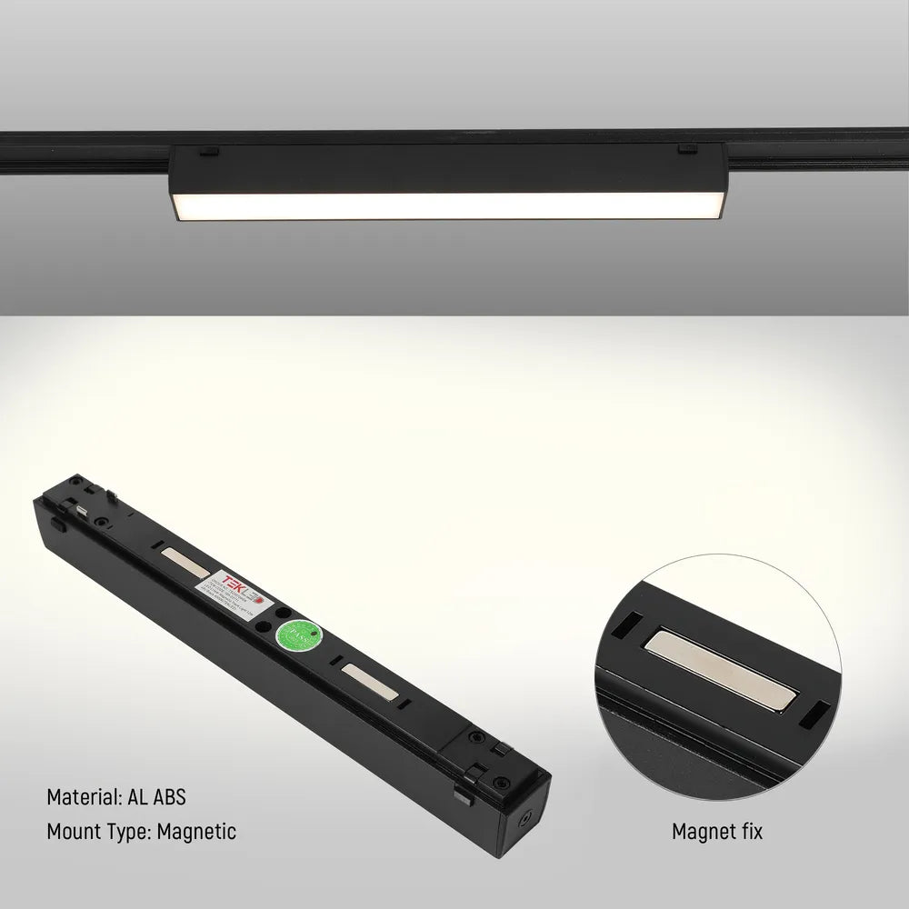 Close shot of the LED Linear Magnetic Track Light 12W 48V Black 4000K(TEKLED)-169-03111-169-03111