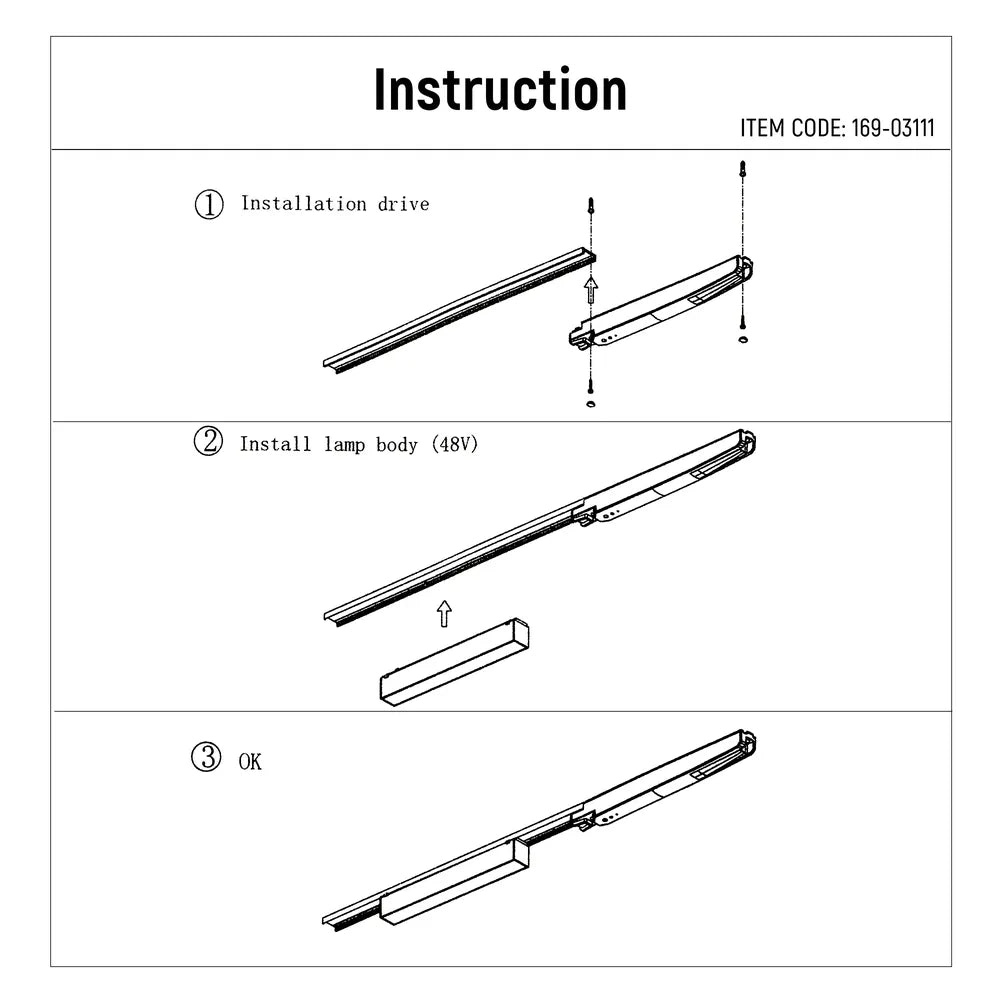 User manual for LED Linear Magnetic Track Light 12W 48V Black 4000K(TEKLED)-169-03111-169-03111