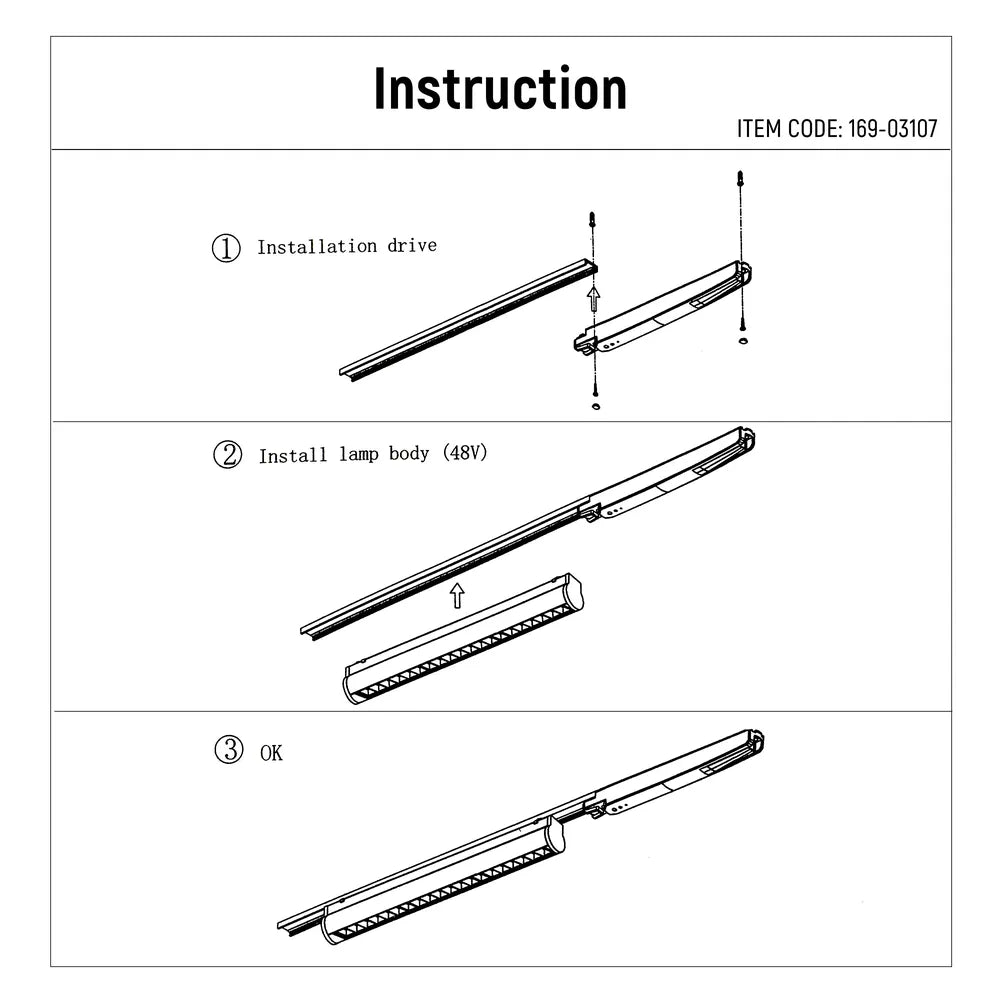 User manual for LED Magnetic Adjustable Track Light 18W 48V Black 4000K(TEKLED)-169-03107-169-03107