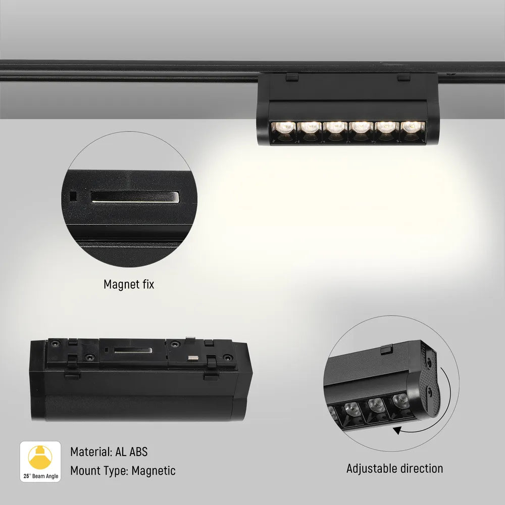 Close shot of the LED Magnetic Adjustable Track Light 6W 48V Black 4000K(TEKLED)-169-03105-169-03105