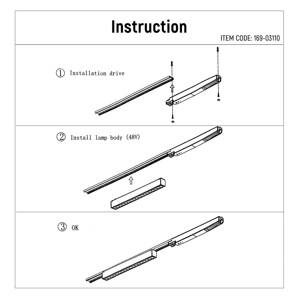 User manual for LED Magnetic Track Light 18W 48V Black 4000K(TEKLED)-169-03110-169-03110