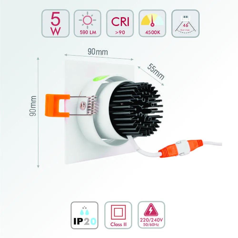 Size and technical specs of the LED OC001A 1х5W 4500K WHITE -165-153213-165-153213