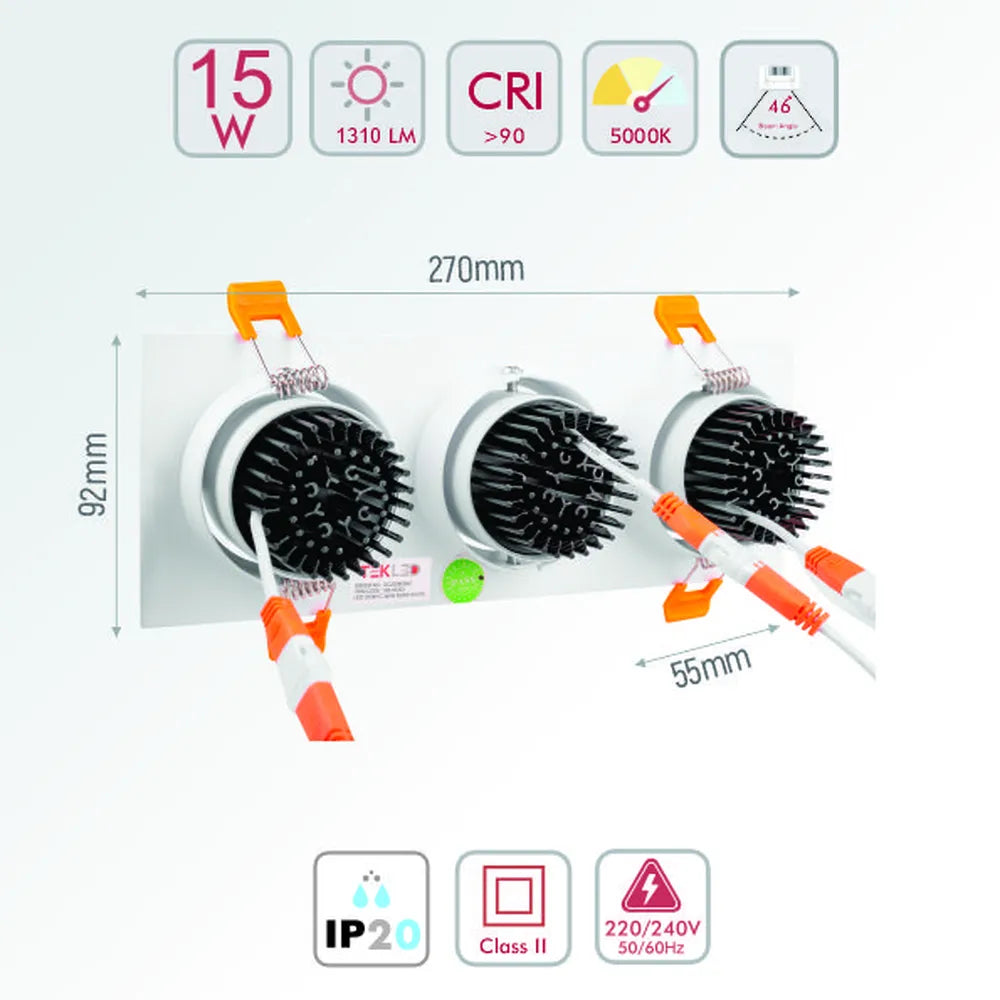 Size and technical specs of the LED OC001C 3х5W 5000K WHITE -165-03323-165-03323