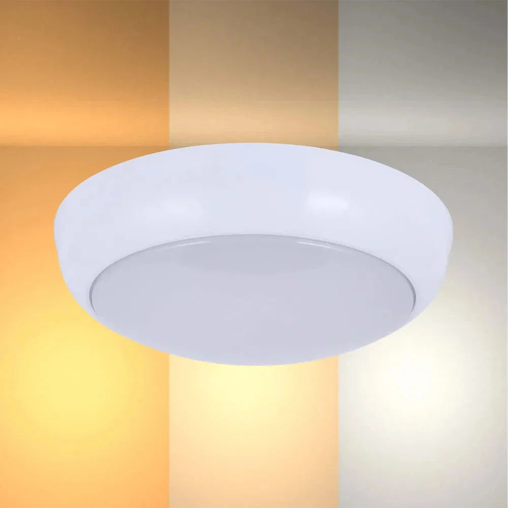 LED Flush Ceiling Light TEKLED LED Paladin Bulkhead 14-16-20 W 3CCT IP54 with White Rim-Bulkhead-118-03616