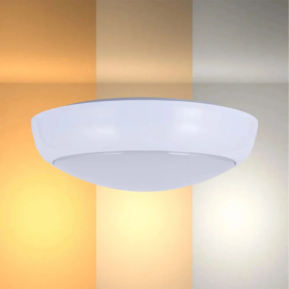 LED Flush Ceiling Light TEKLED LED Paladin Bulkhead 14-16-20 W 3CCT IP54 with White Rim-Bulkhead with Microwave Sensor-118-03618