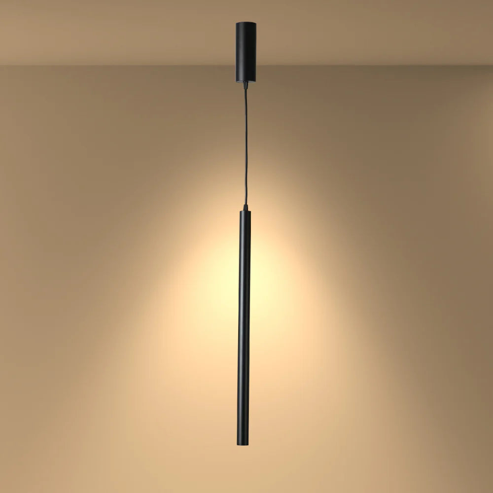 Integrated LED Modern Cylinder Pendant Ceiling Light Suspended Downlight Black