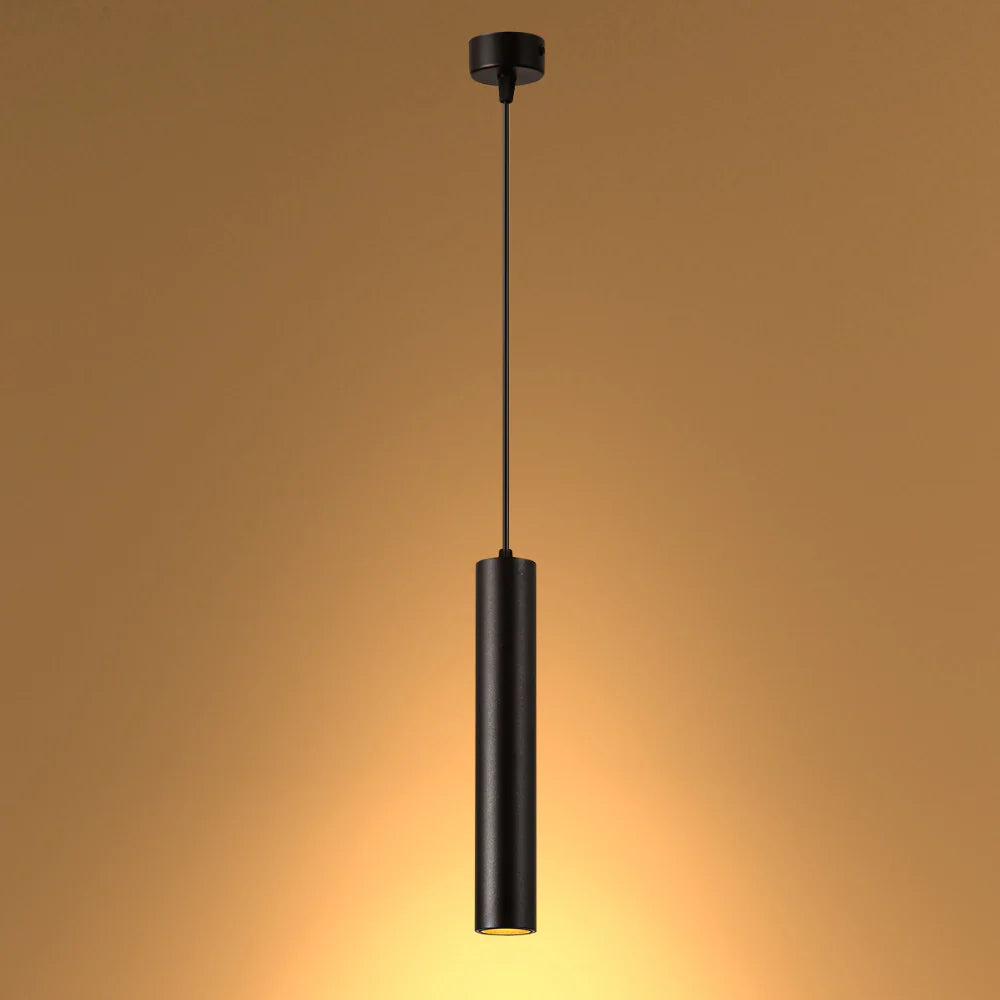 Integrated LED Modern Cylinder Pendant Ceiling Light Suspended Downlight Black