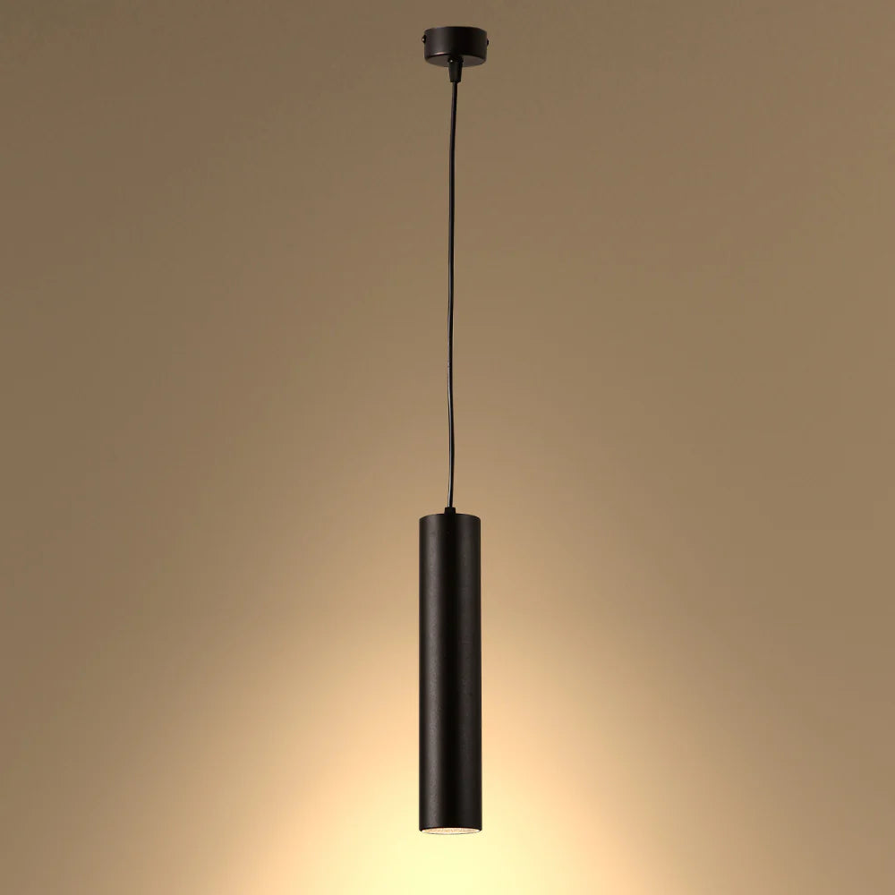 Integrated LED Modern Cylinder Pendant Ceiling Light Suspended Downlight Black