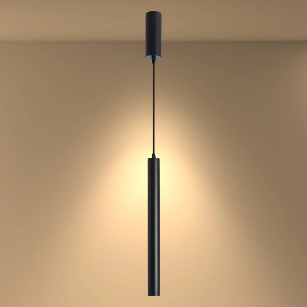 Integrated LED Modern Cylinder Pendant Ceiling Light Suspended Downlight Black