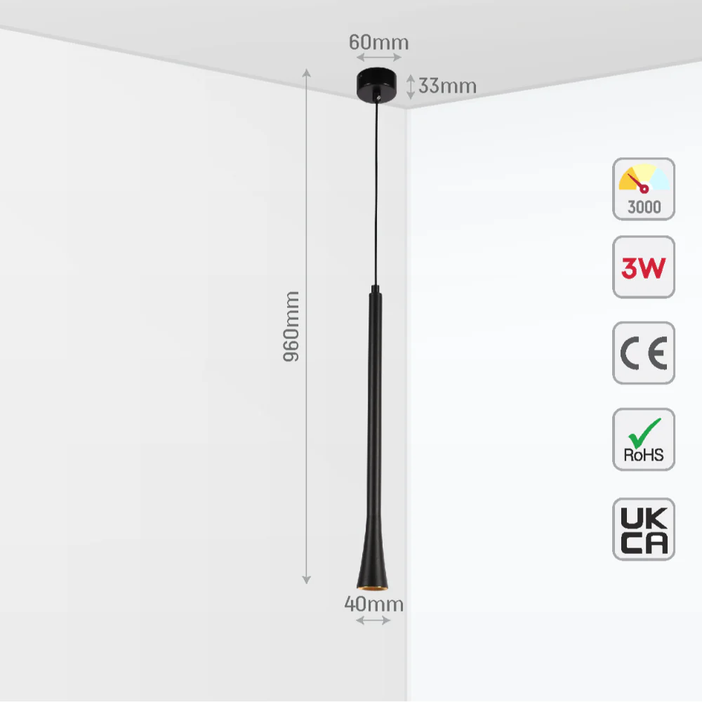 LED Pendant Downlight 5W 3000K Black and Bronze