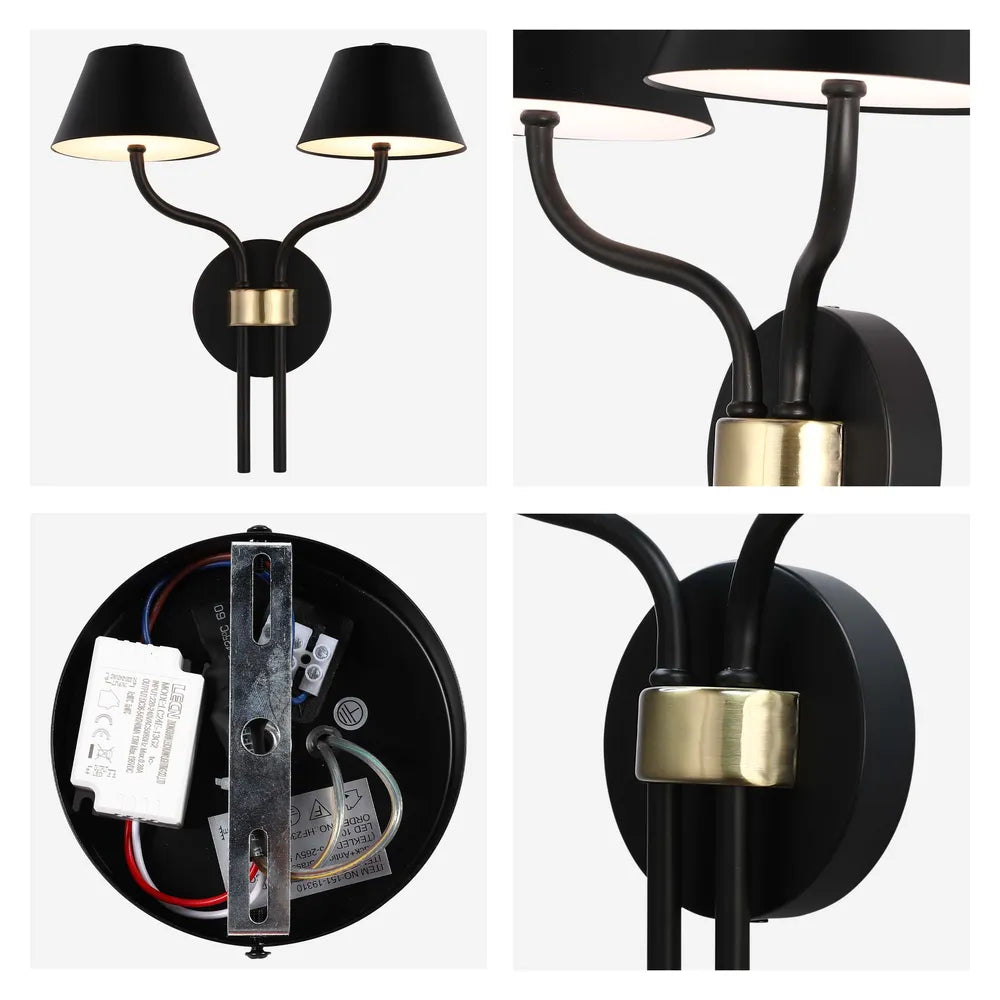 Size and technical specs of the LED Wall Lamp Black+Antique Brass 12W 3CCT (TEKLED) -151-19310-151-19310