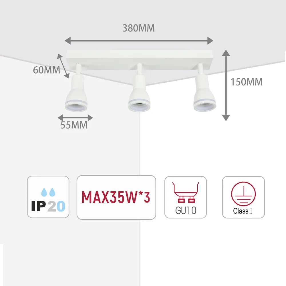 Size and technical specs of the Luma Cylindro GU10 Spotlight Fixture-172-03220