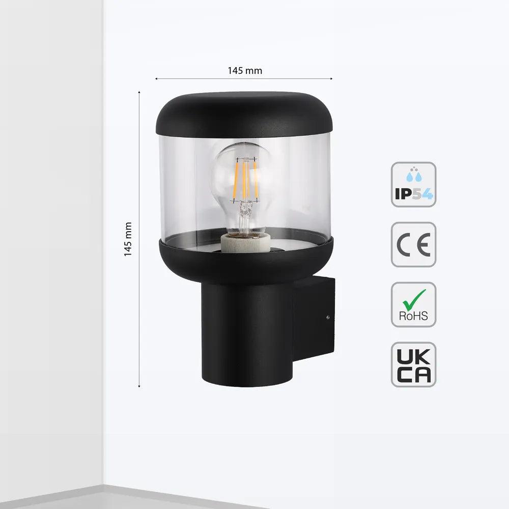 Size and technical specs of the LunaVista Outdoor Wall Lantern-183-03472