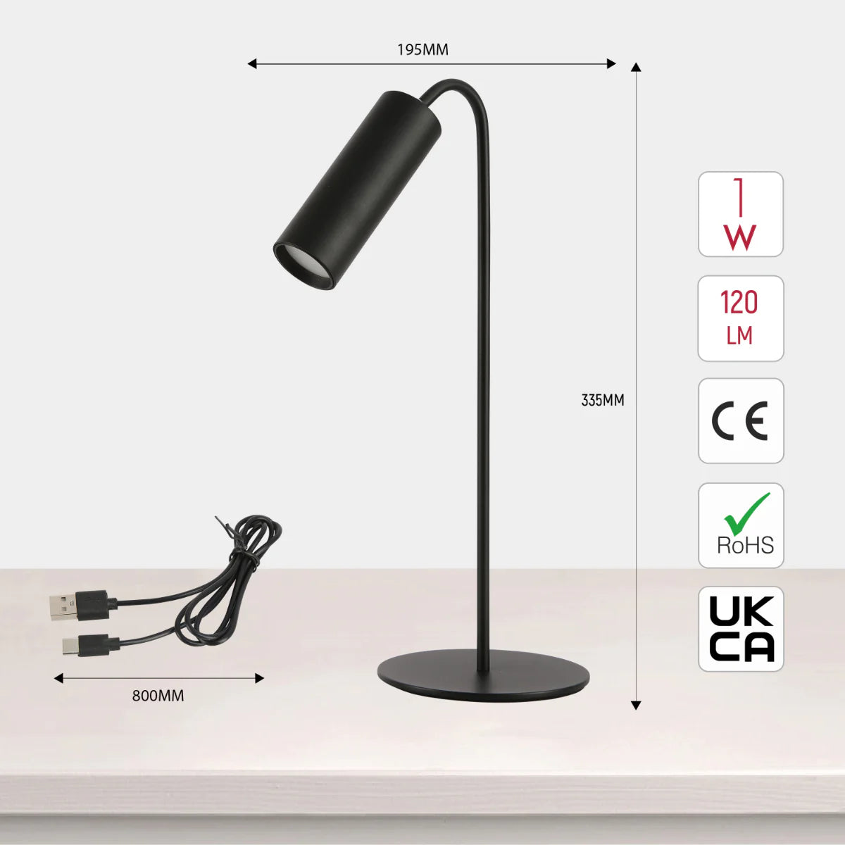 Size and certifications of Magna Lume Clip & Mount LED Lamp 130-03706