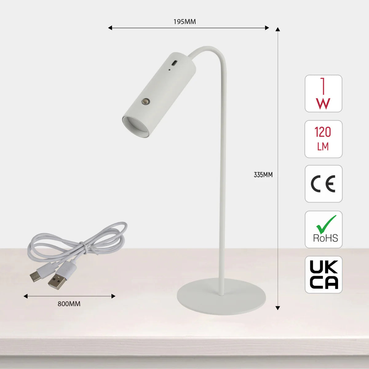 Size and certifications of Magna Lume Clip & Mount LED Lamp 130-03708