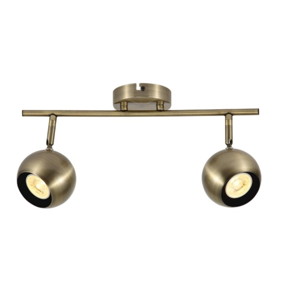 Main image of 2 Way Sphere Rod Spotlight with GU10 Fitting Antique Brass | TEKLED 172-03120