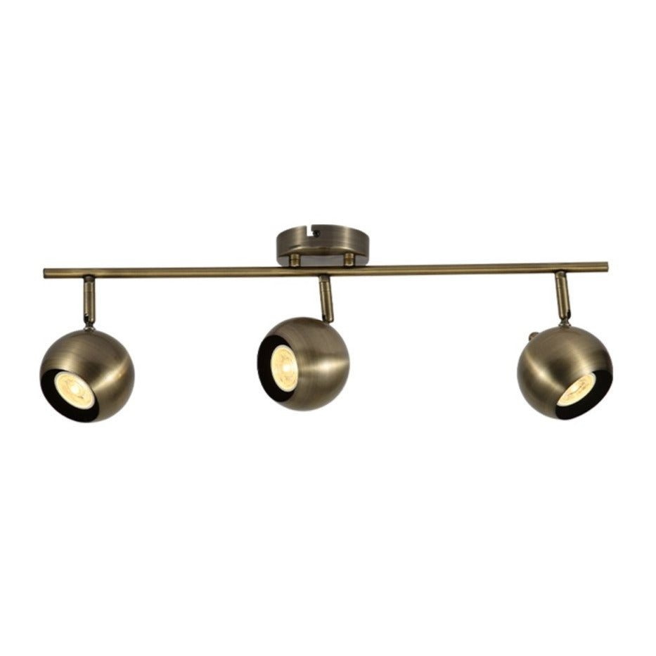 Main image of 3 Way Sphere Rod Spotlight with GU10 Fitting Antique Brass | TEKLED 172-03122