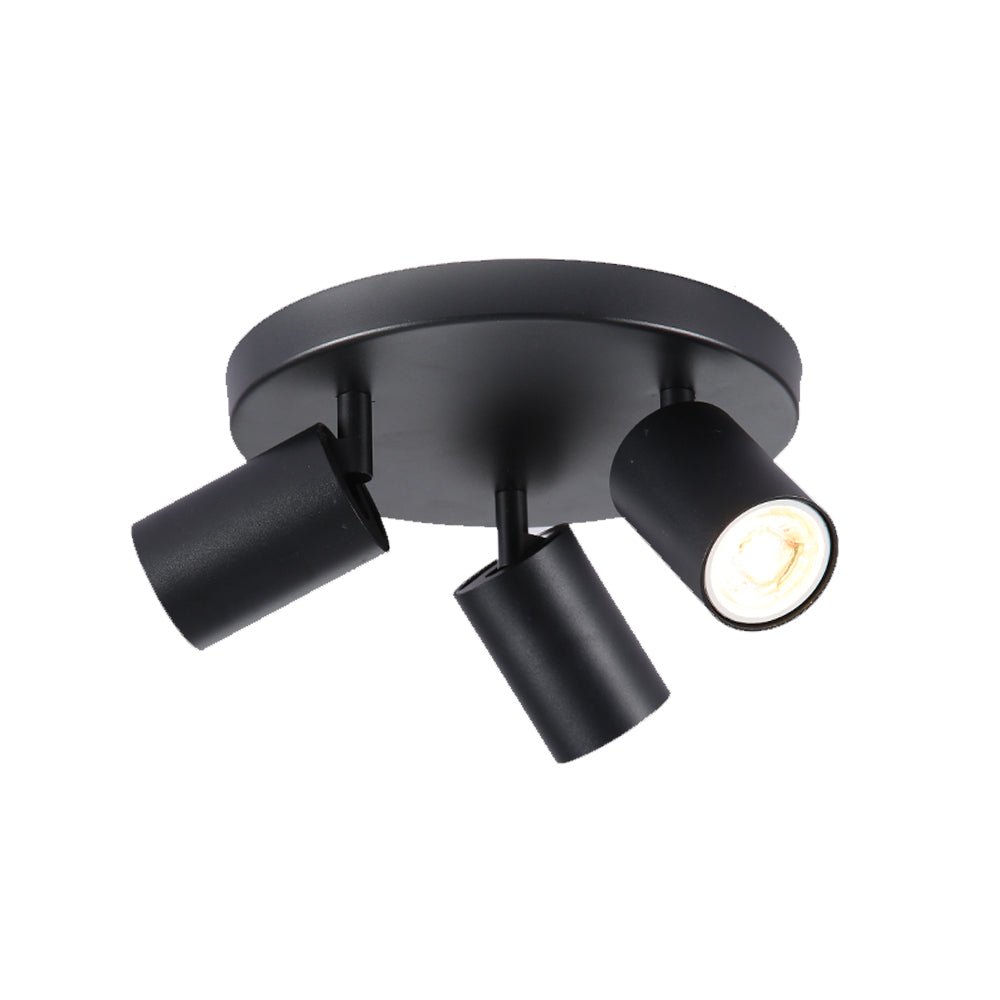 Main image of 3-way Spotlight Black Round Canopy with GU10 Fitting | TEKLED 172-03034