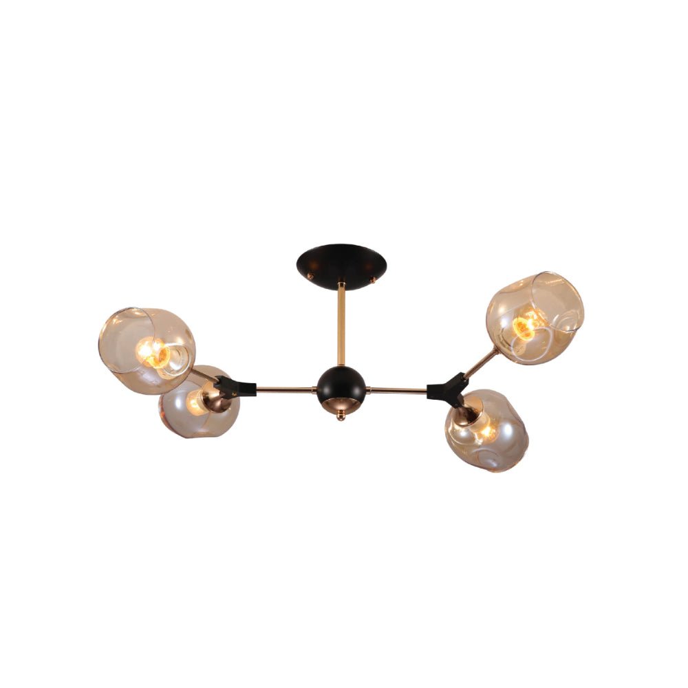 Main image of Amber Bell Glass Sputnik Gold Semi Flush Ceiling Light E27 | TEKLED 159-17720