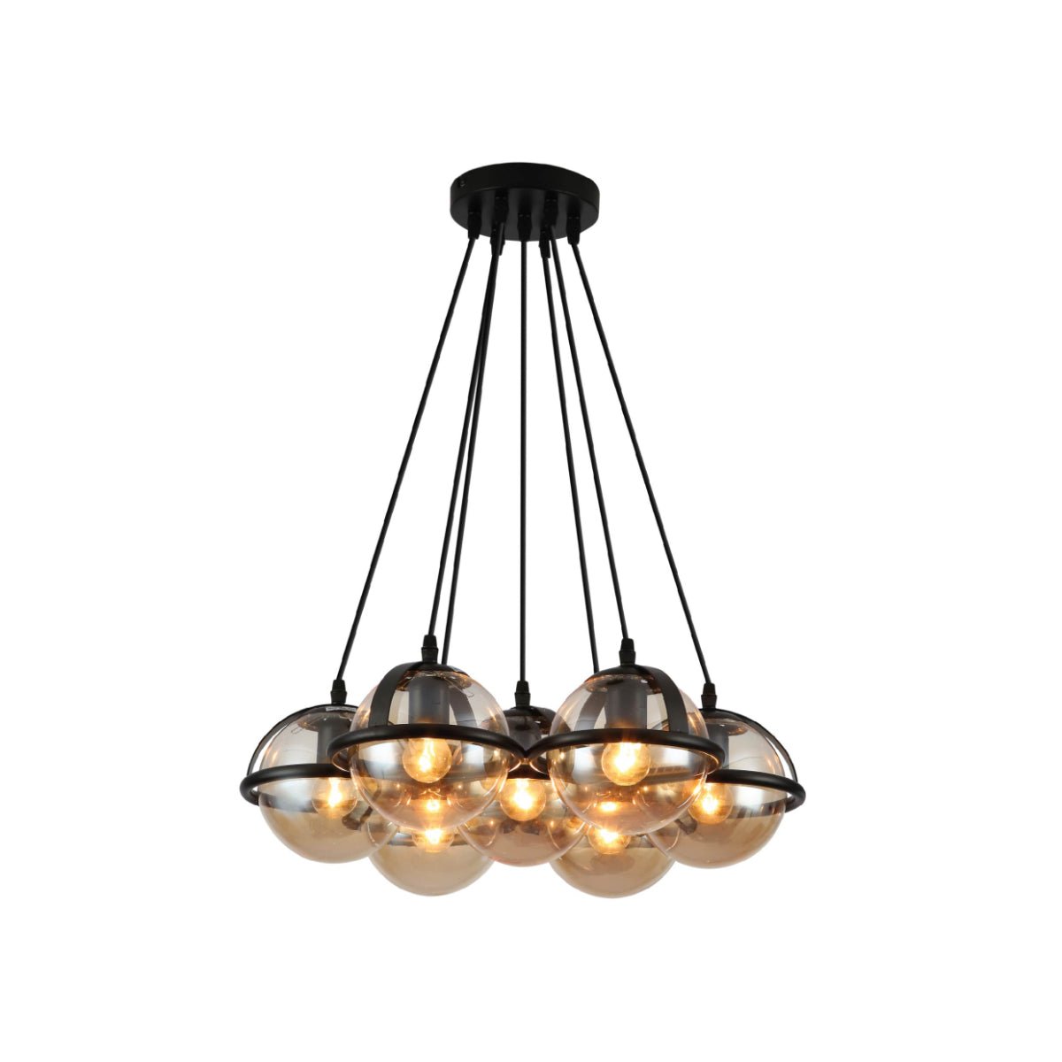 Main image of Amber Globe Glasses Daisy Modern Ceiling Light with 7xE27 Fittings | TEKLED 150-18105