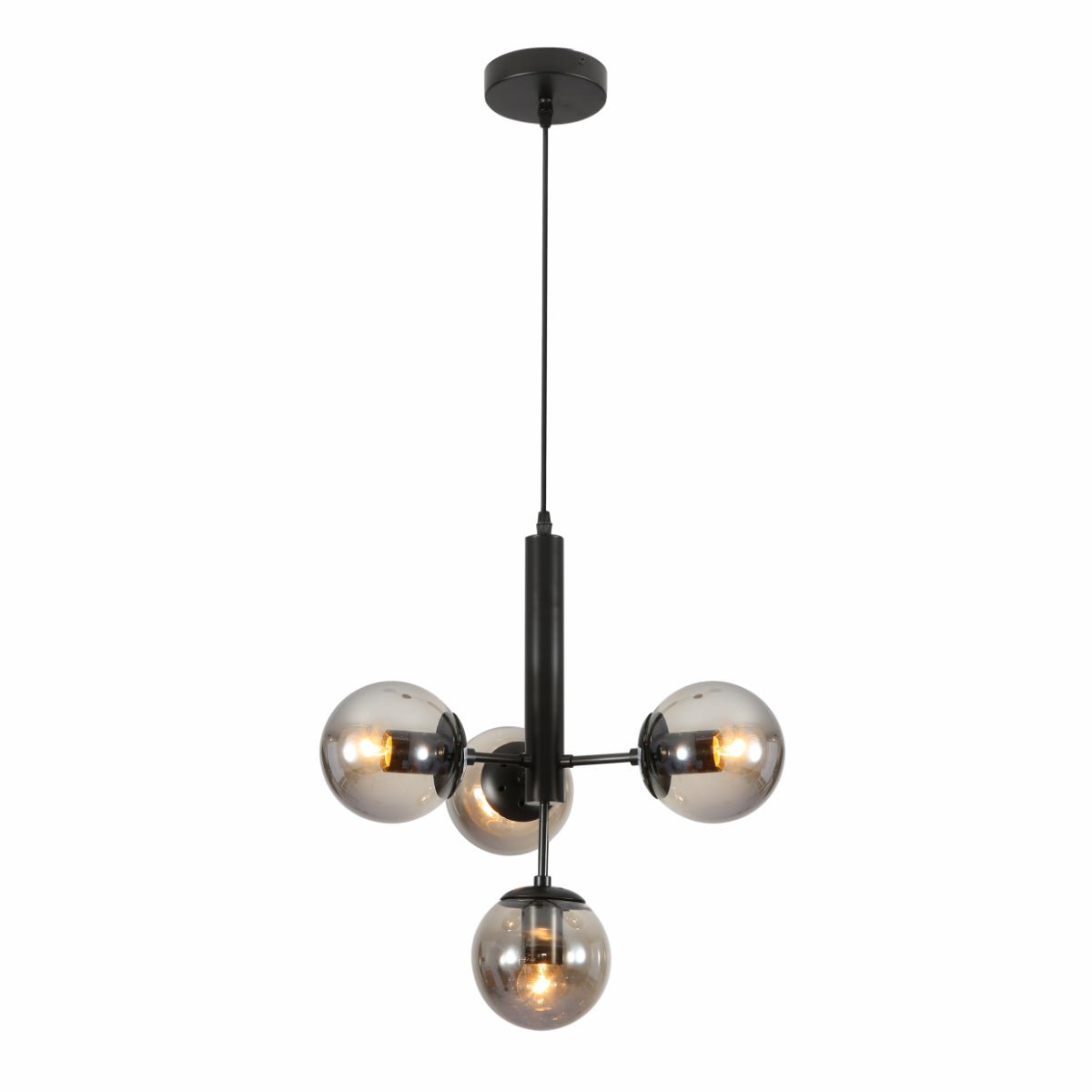 Main image of Atom Model Smoky Globe Glass Black Metal Body Chandelier Ceiling Pendant Light with 4xE27 | TEKLED 159-17408