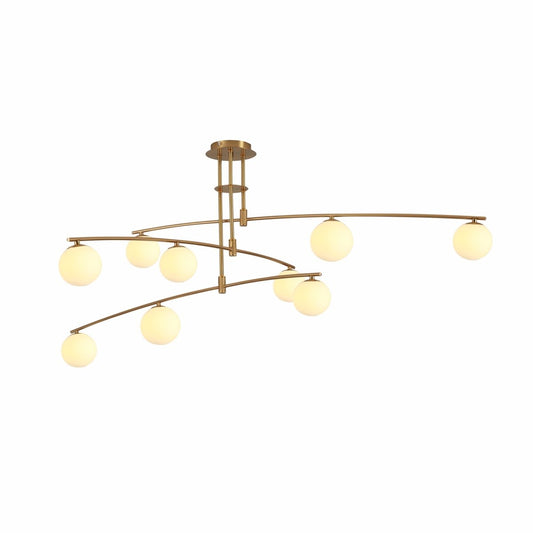 Balanced Palm Opal Globes and Gold Body Modern Chandelier Ceiling Light G9