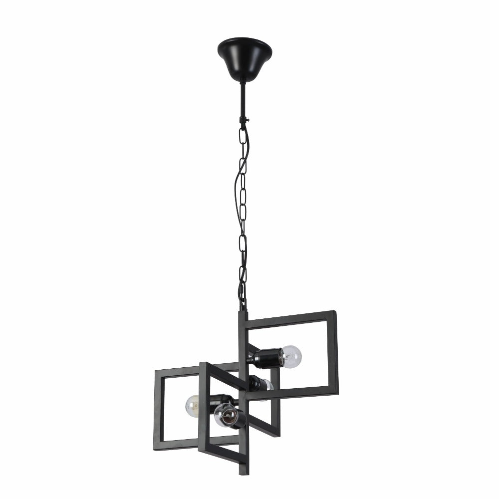 Main image of Black 4 Rectangle Pendant Light L375 with 4xE27 Fitting | TEKLED 158-17914