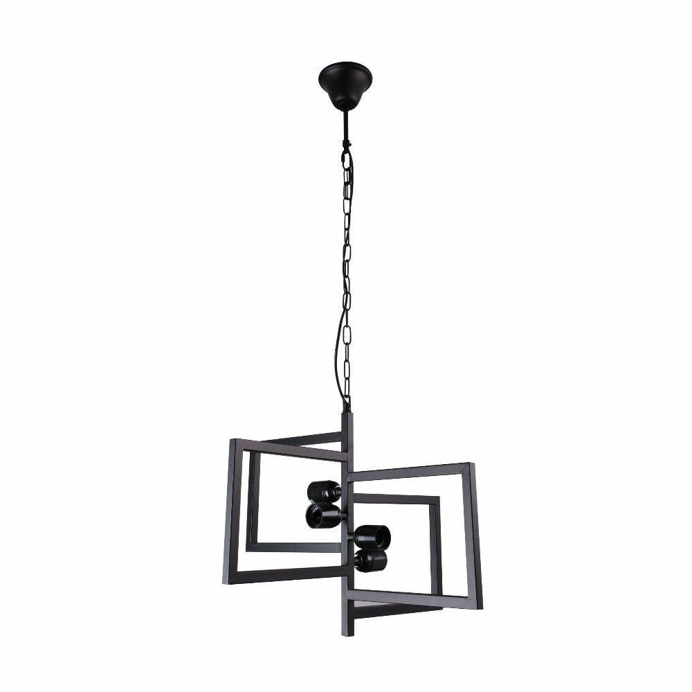 Main image of Black 4 Rectangle Pendant Light L510 with 4xE27 Fitting | TEKLED 158-17584