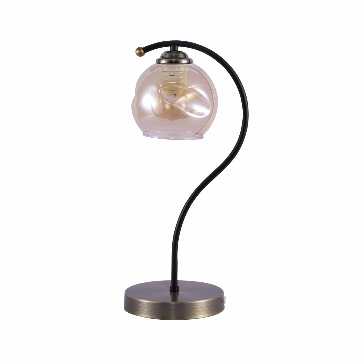 Black Antique Brass Metal Amber Globe Table Lamp E27 Fitting