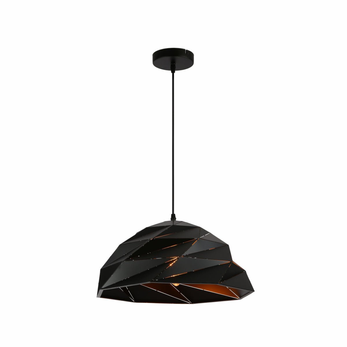 Main image of Black Metal Laser Cut Dome Modern Pendant Light D450 with E27 Fitting | TEKLED 150-18298