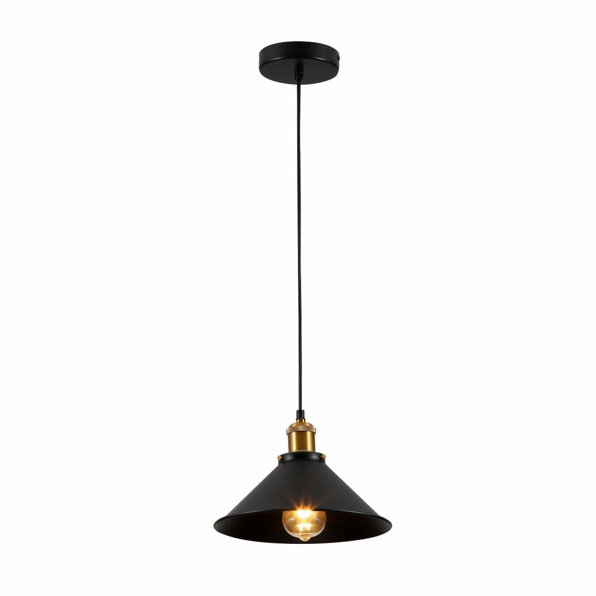 Main image of Black Metal Medium Funnel Metal Ceiling Pendant Light with E27 Fitting | TEKLED 150-18360