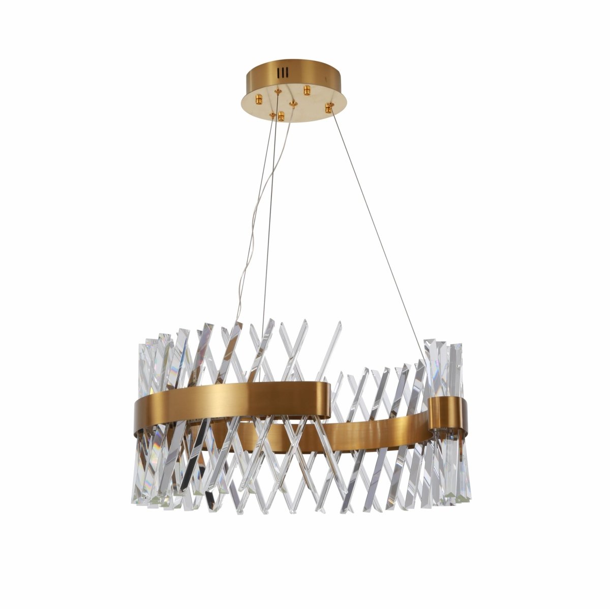 Main image of Brushed Bronze Metal Crystal Built-in LED Chandelier D600 60W Warm White | TEKLED 158-19844