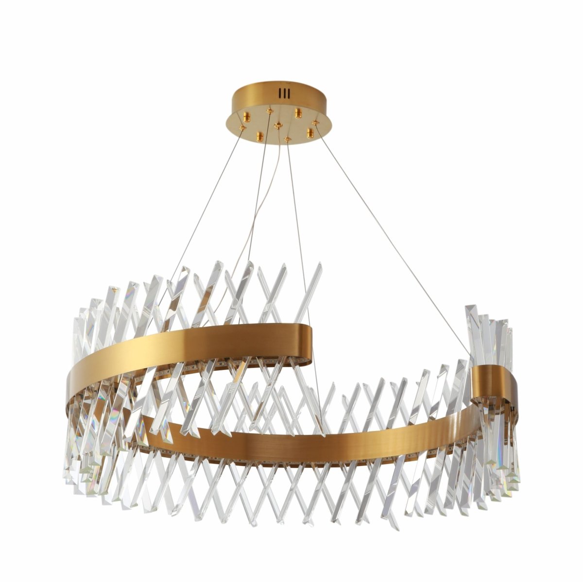 Main image of Brushed Bronze Metal Crystal Built-in LED Chandelier D800 75W Warm White | TEKLED 158-19846