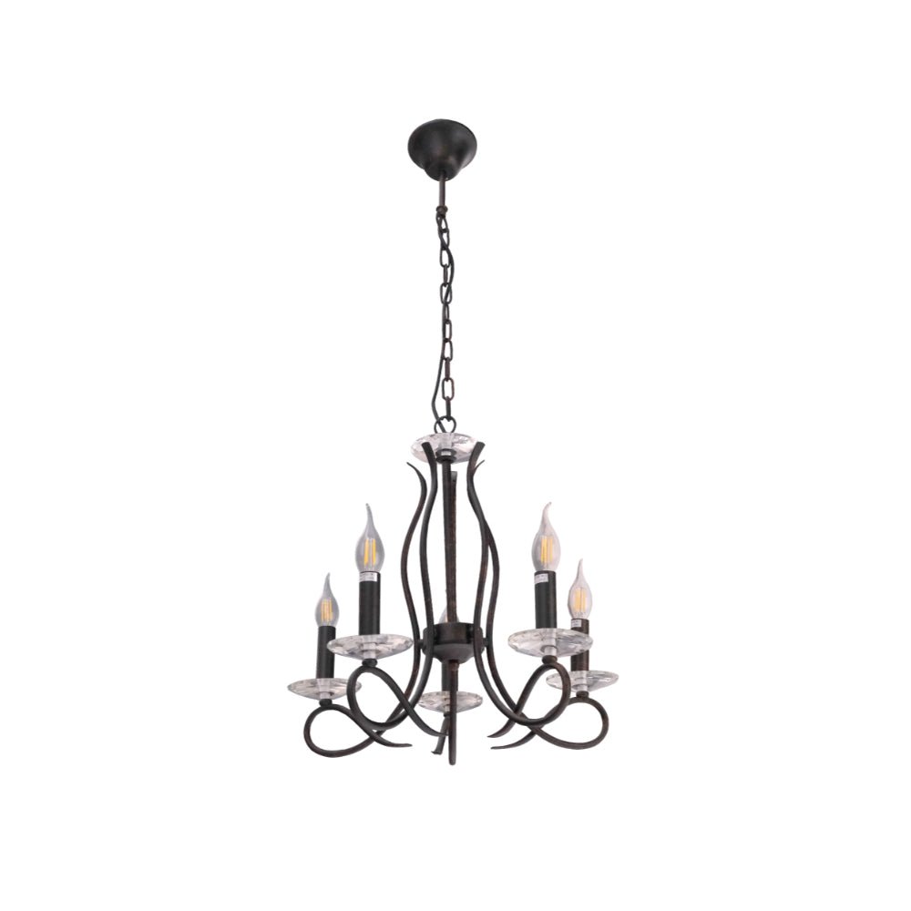 LuxAura Candle Vintage Rustic Black French Chandelier Ceiling Light