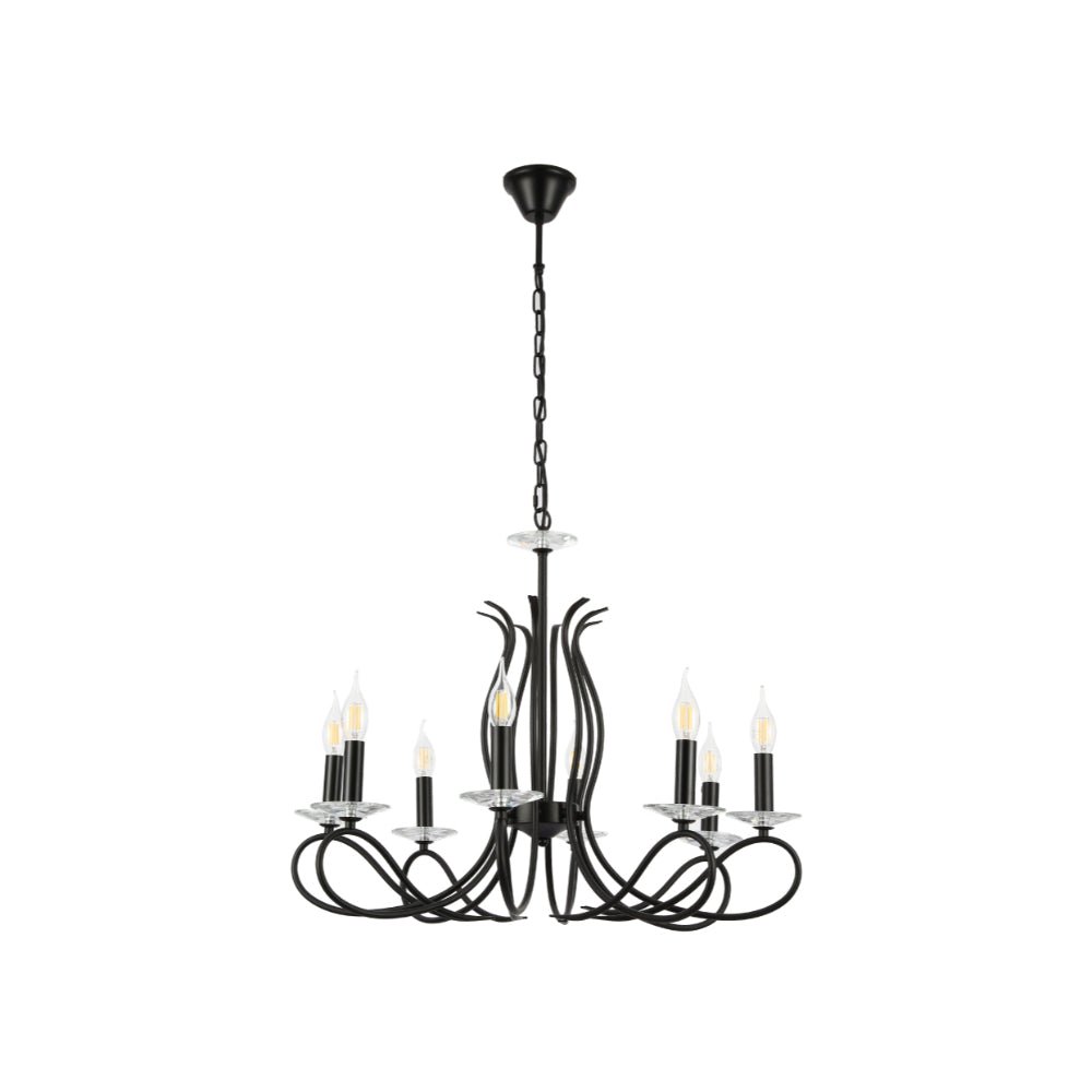 LuxAura Candle Vintage Rustic Black French Chandelier Ceiling Light