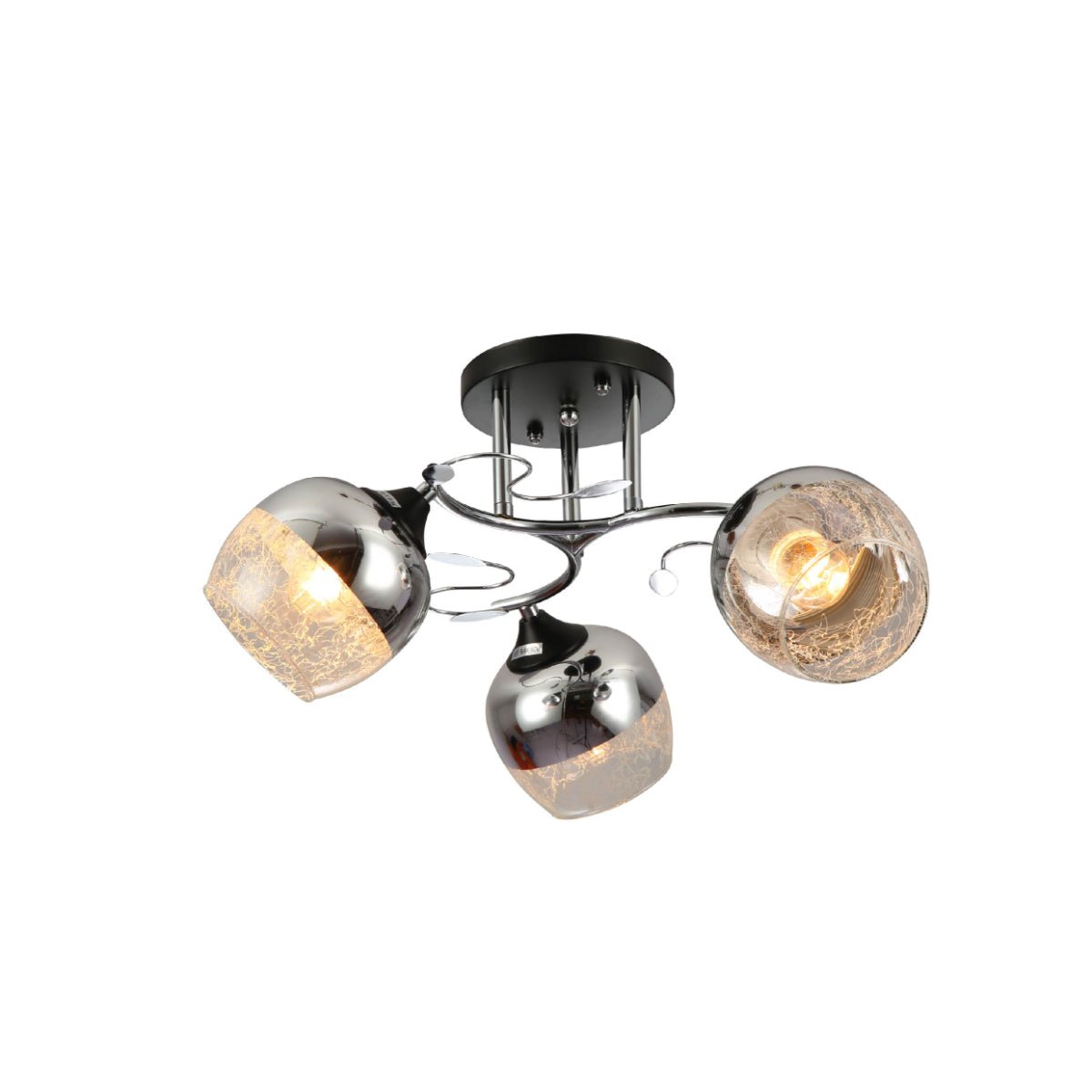 Chrome Metal Partial Mirror Cone Glass Ceiling Light E27