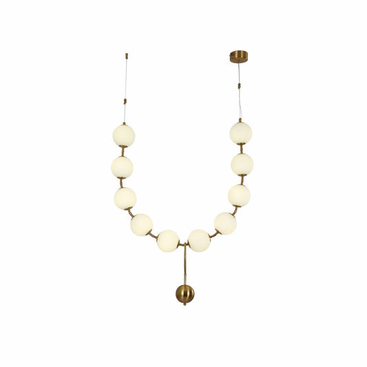 Design Loft Rosary Opal Globe Glass Gold Metal Chandelier Ceiling Light