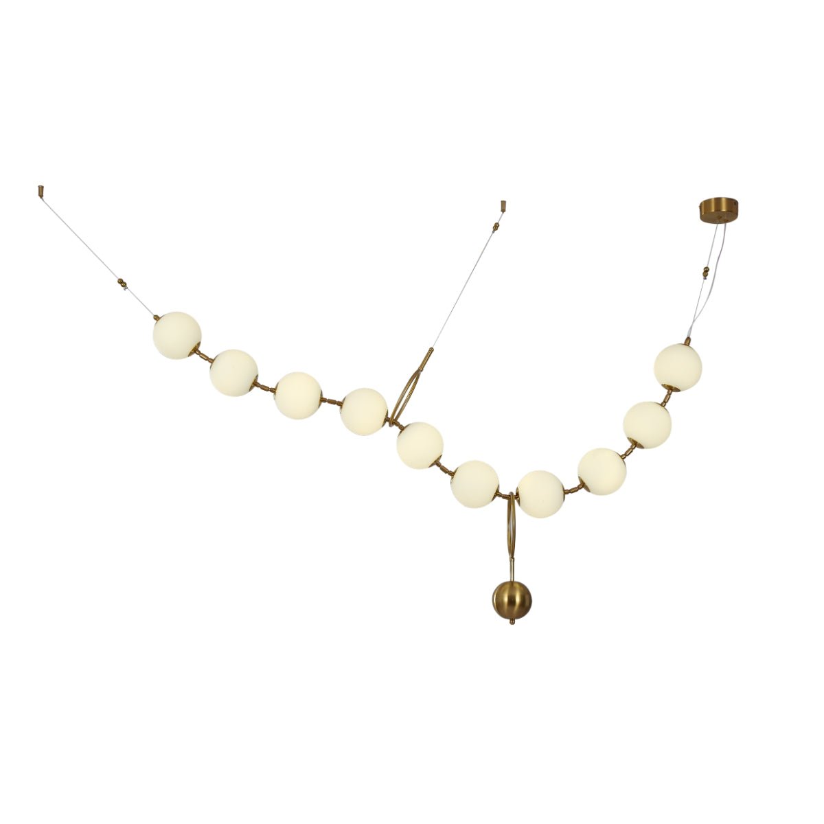 Design Loft Rosary Opal Globe Glass Gold Metal Chandelier Ceiling Light