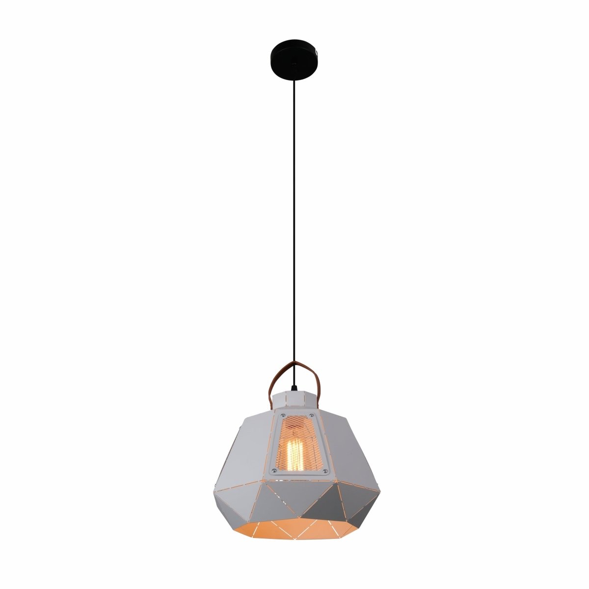 Main image of Esagono Midi Lantern White Pendant Light with E27 Fitting | TEKLED 159-17484