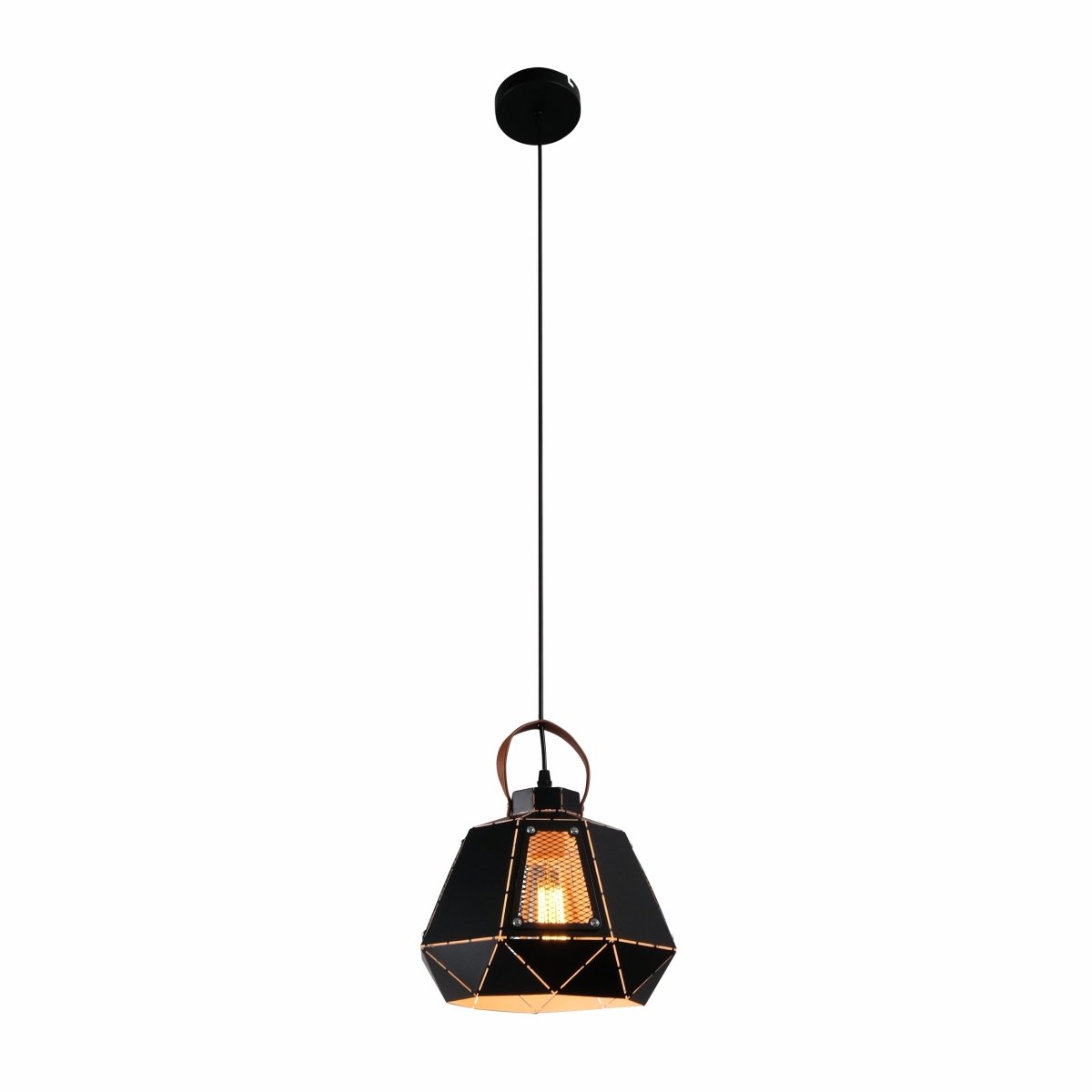 Main image of Esagono Mini Lantern Black Pendant Light with E27 Fitting | TEKLED 159-17486