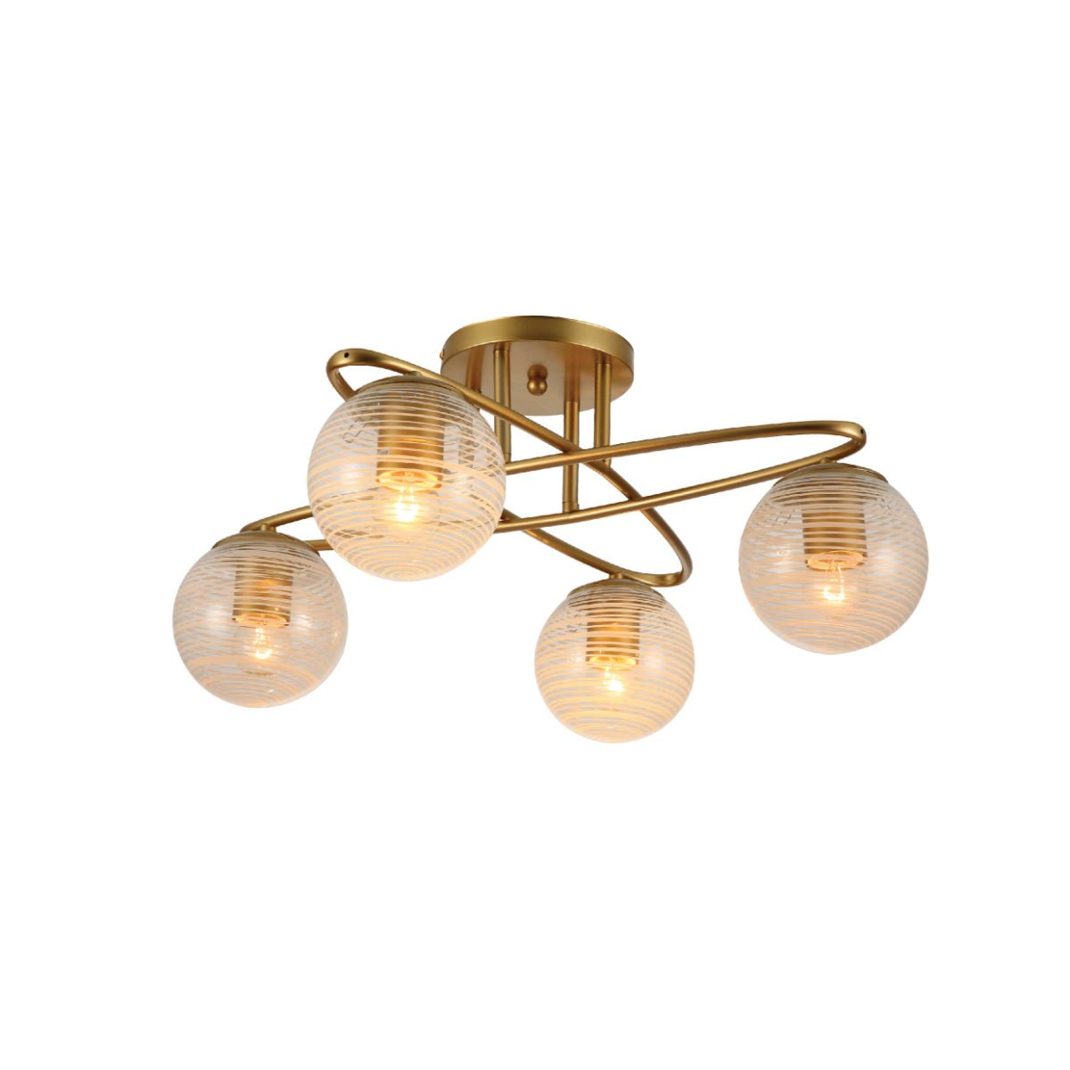 Main image of Gold Ellipse Metal Textured Globe Glass Modern Ceiling Light with E27 Fittings | TEKLED 159-17672