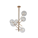 Main image of Gold Metal Clear Glass Globe Chandelier Ceiling Light with 6xG4 Fittings | TEKLED 158-19614