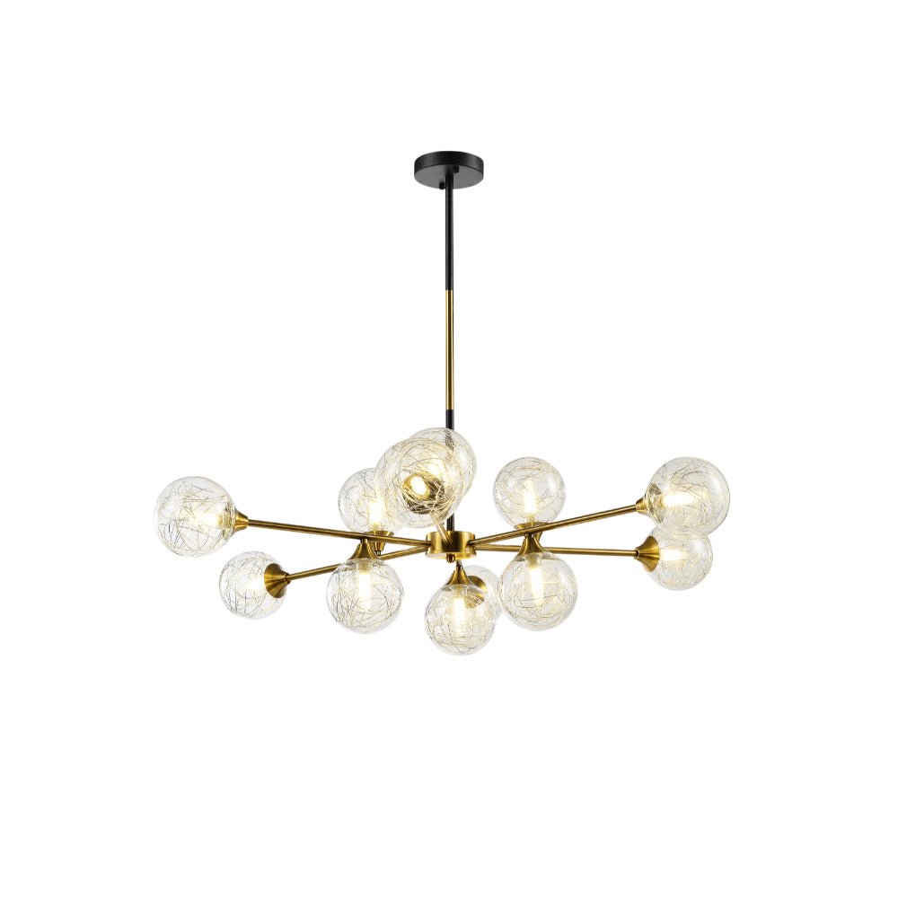 Main image of Gold Metal Sputnik Clear Globe Glass Chandelier Ceiling Light with 12xG9 Fittings | TEKLED 158-19576