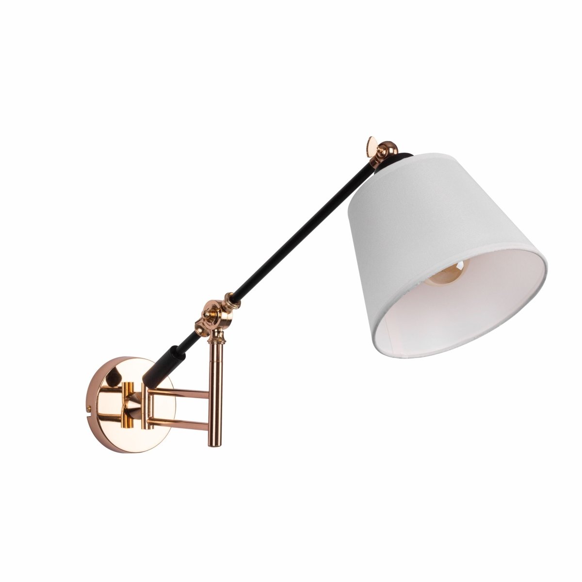 Main image of Golden Black Metal Swing Arm Hinged White Frustum Wall Light with E27 Fitting | TEKLED 151-19634