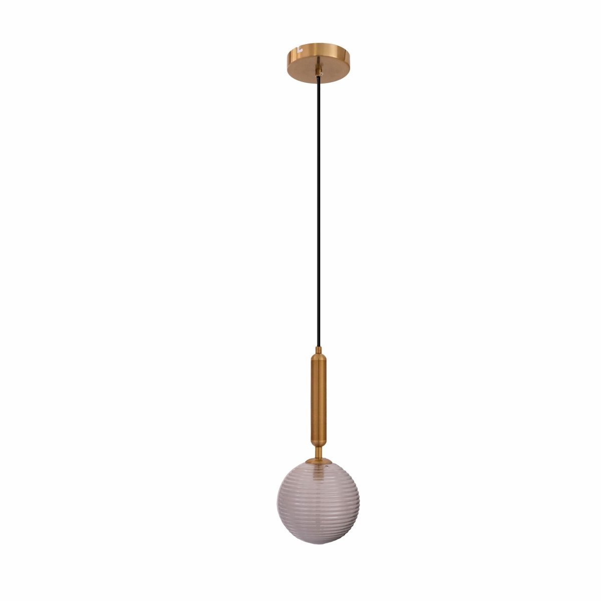 Main image of Half Opal Half Smoky Globe Gold Pendant Light with G9 Fitting | TEKLED 159-17506