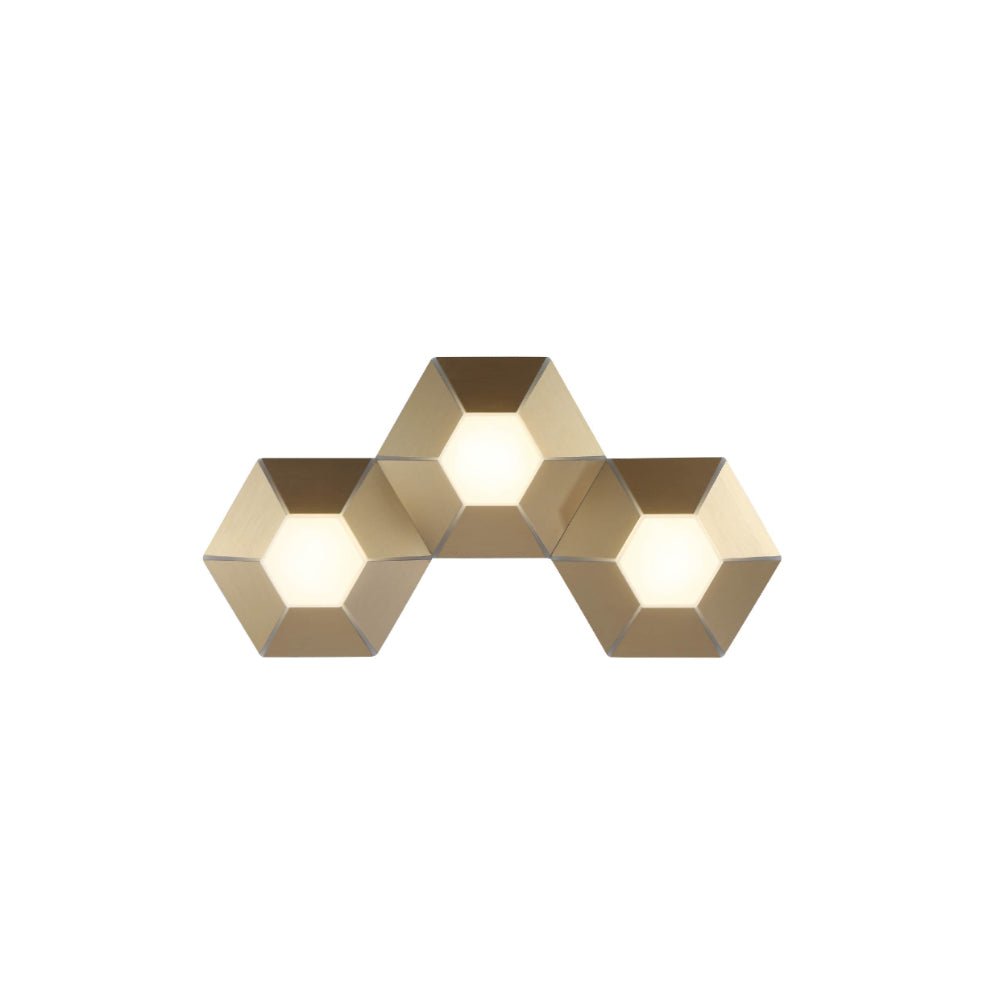 Main image of Honeycomb Gold Opal Contemporary Modern Triple Wall Light 17W 4000K Natural Cool White | TEKLED 158-19820