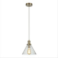 Isaac Antique Brass or Chrome Clear Glass Funnel Pendant Ceiling Light