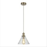 Isaac Antique Brass or Chrome Clear Glass Funnel Pendant Ceiling Light