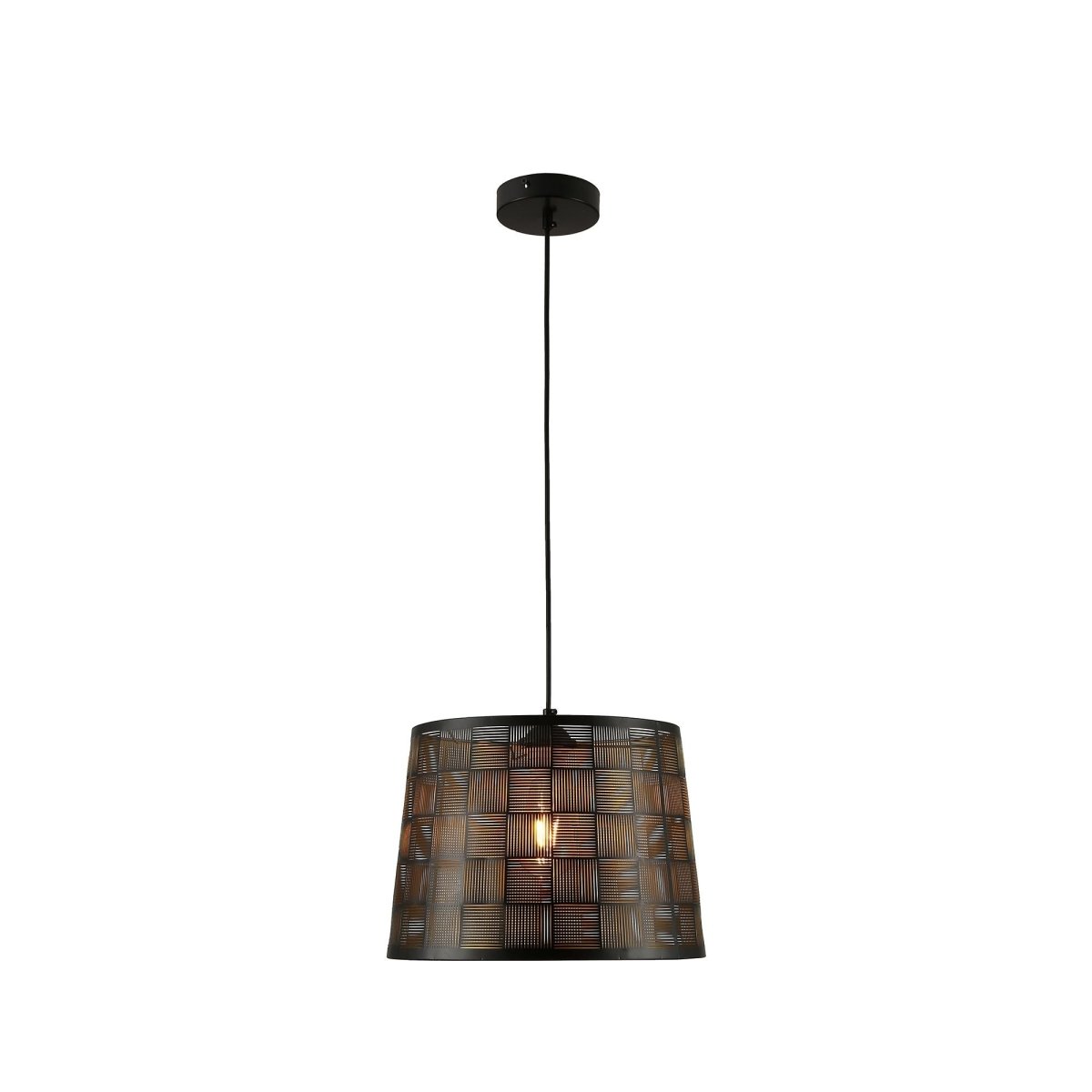 Black-golden metal frustum pendant light square pattern with e27 mian